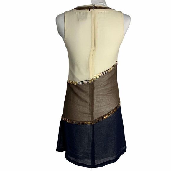 Esthers Archive Silk Sequined Shift Dress M Cream - Picture 6 of 10